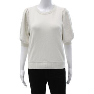 Lini Womens Pullover Ivory Crew Neck Short Sleeve Size S
